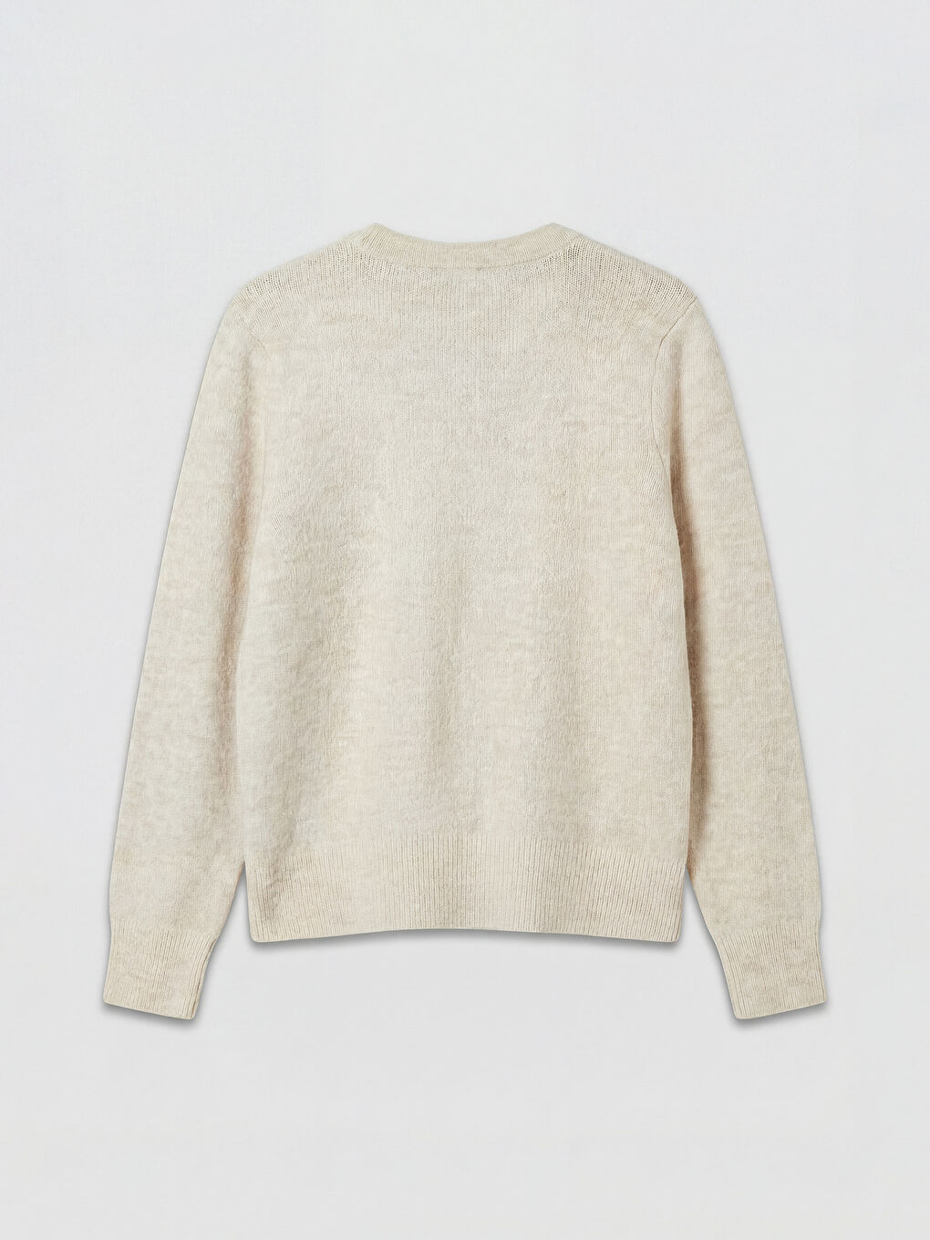 Bej Bisiklet Yaka Kadın Triko Hırka-5