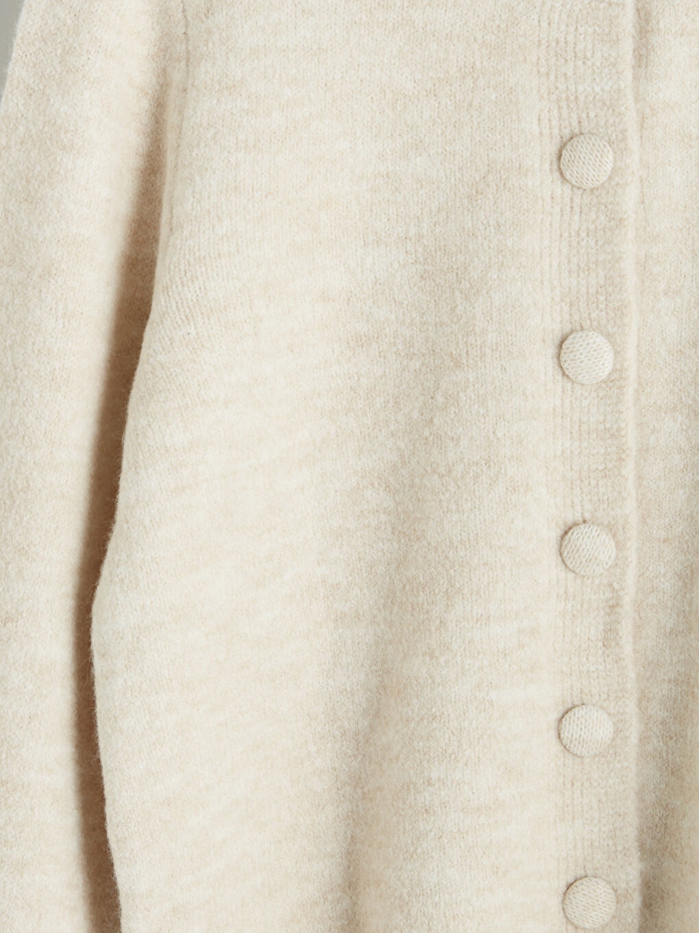 Bej Bisiklet Yaka Kadın Triko Hırka-6