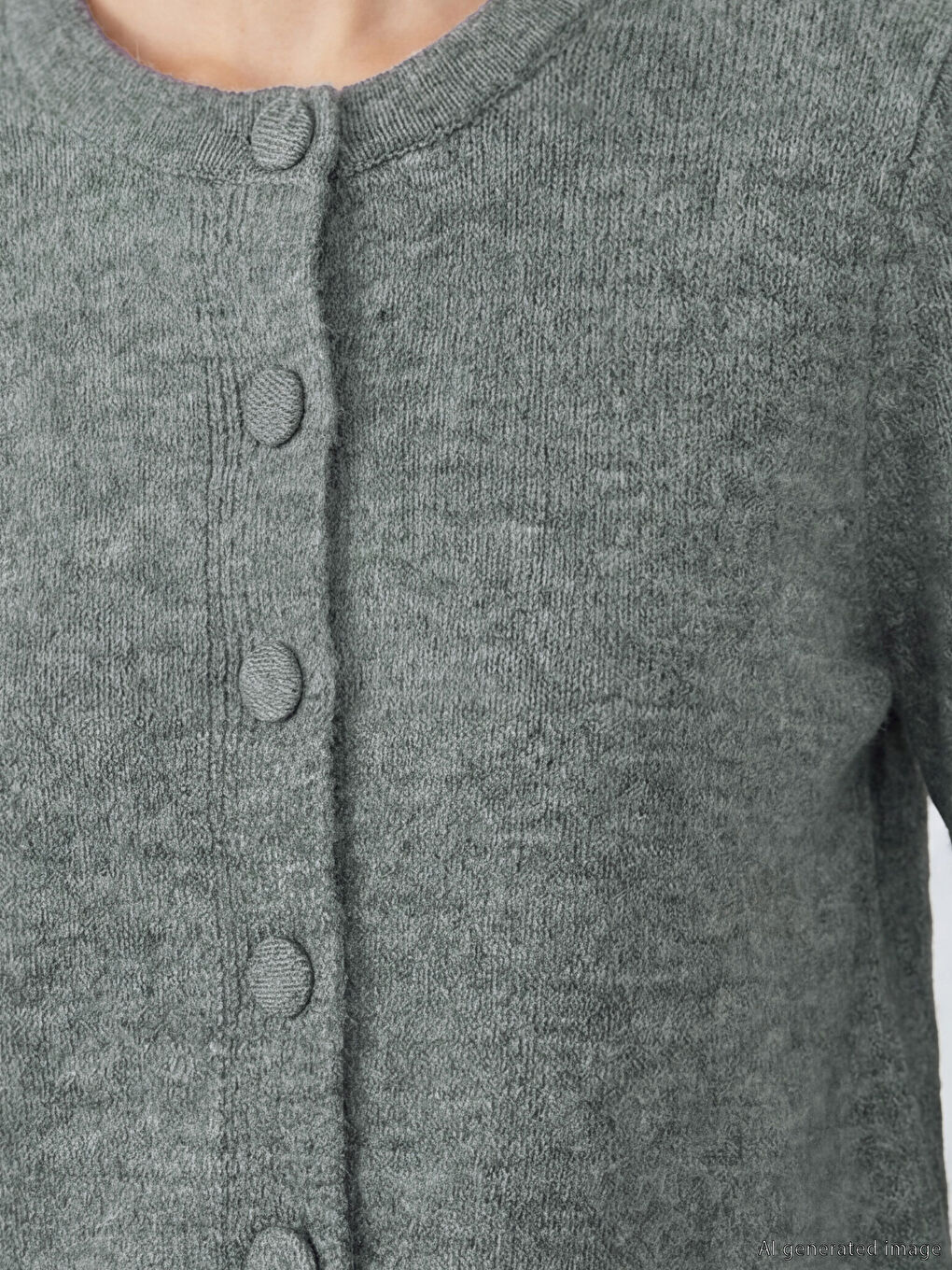 Gri Bisiklet Yaka Kadın Triko Hırka-2