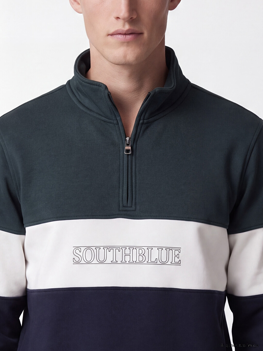 Mock Neck Color Block Men's Sweatshirt-2
