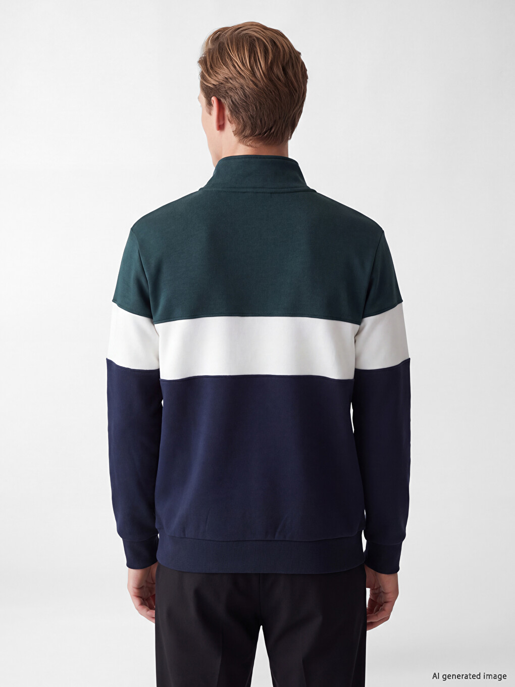 Mock Neck Color Block Men's Sweatshirt-3
