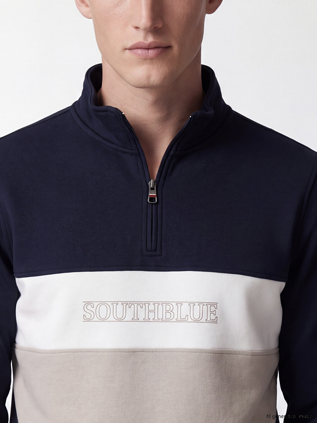 Mock Neck Color Block Men's Sweatshirt-2