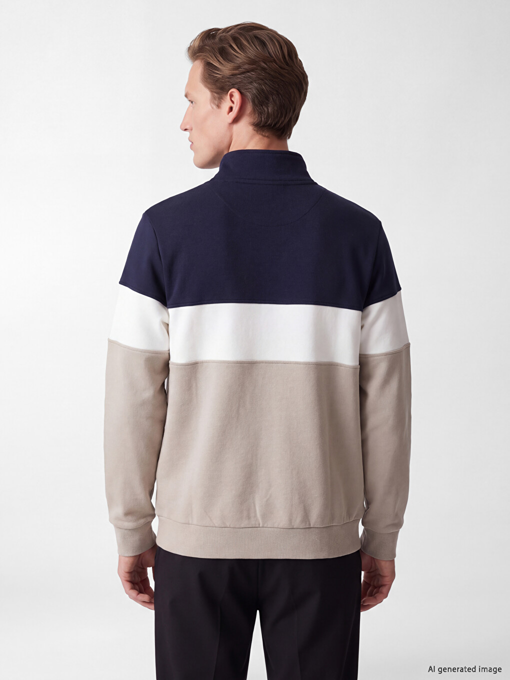 Mock Neck Color Block Men's Sweatshirt-3