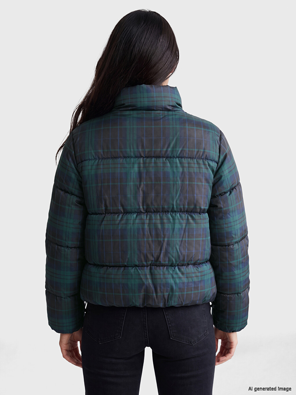 Woman Navy Puffer Coat-4