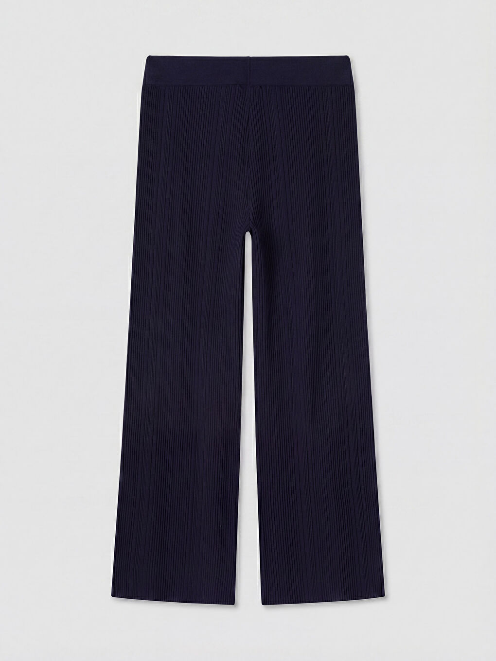 Lacivert Beli Lastikli Kadın Triko Pantolon-1