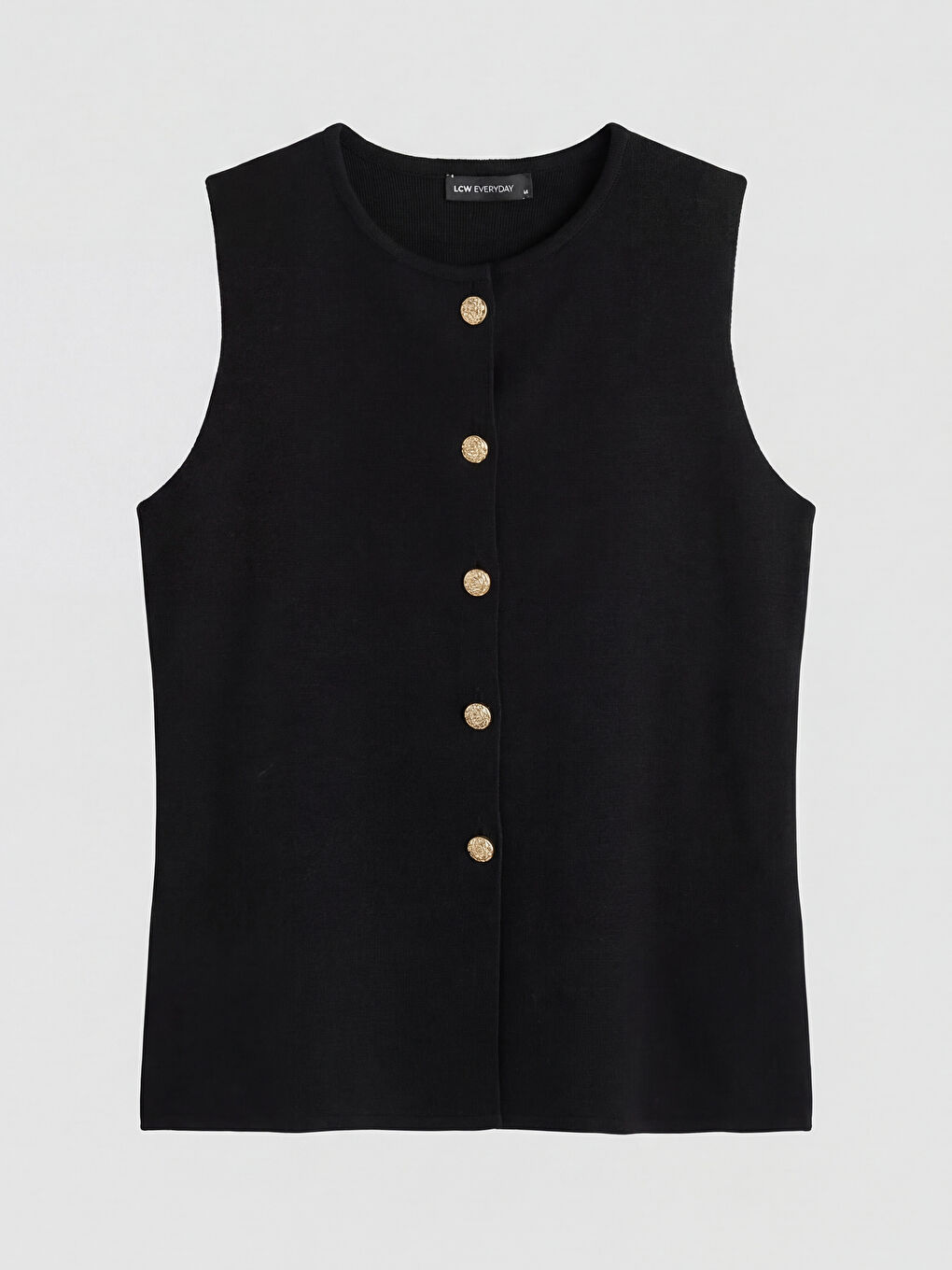 Siyah Bisiklet Yaka Kadın Triko Yelek