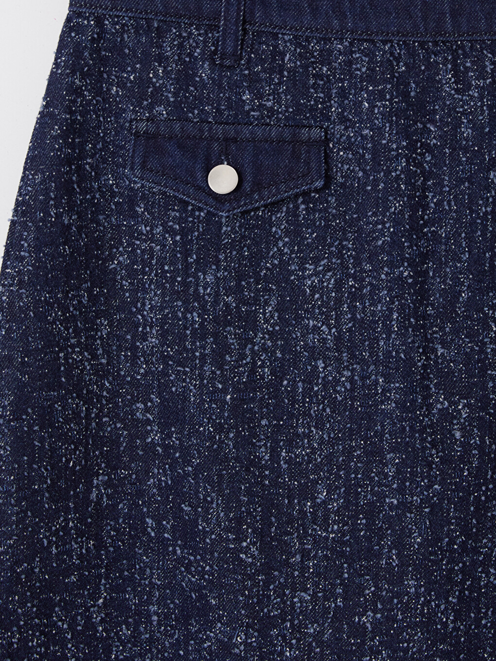 İndigo Fermuarlı Mini Jean Etek-2