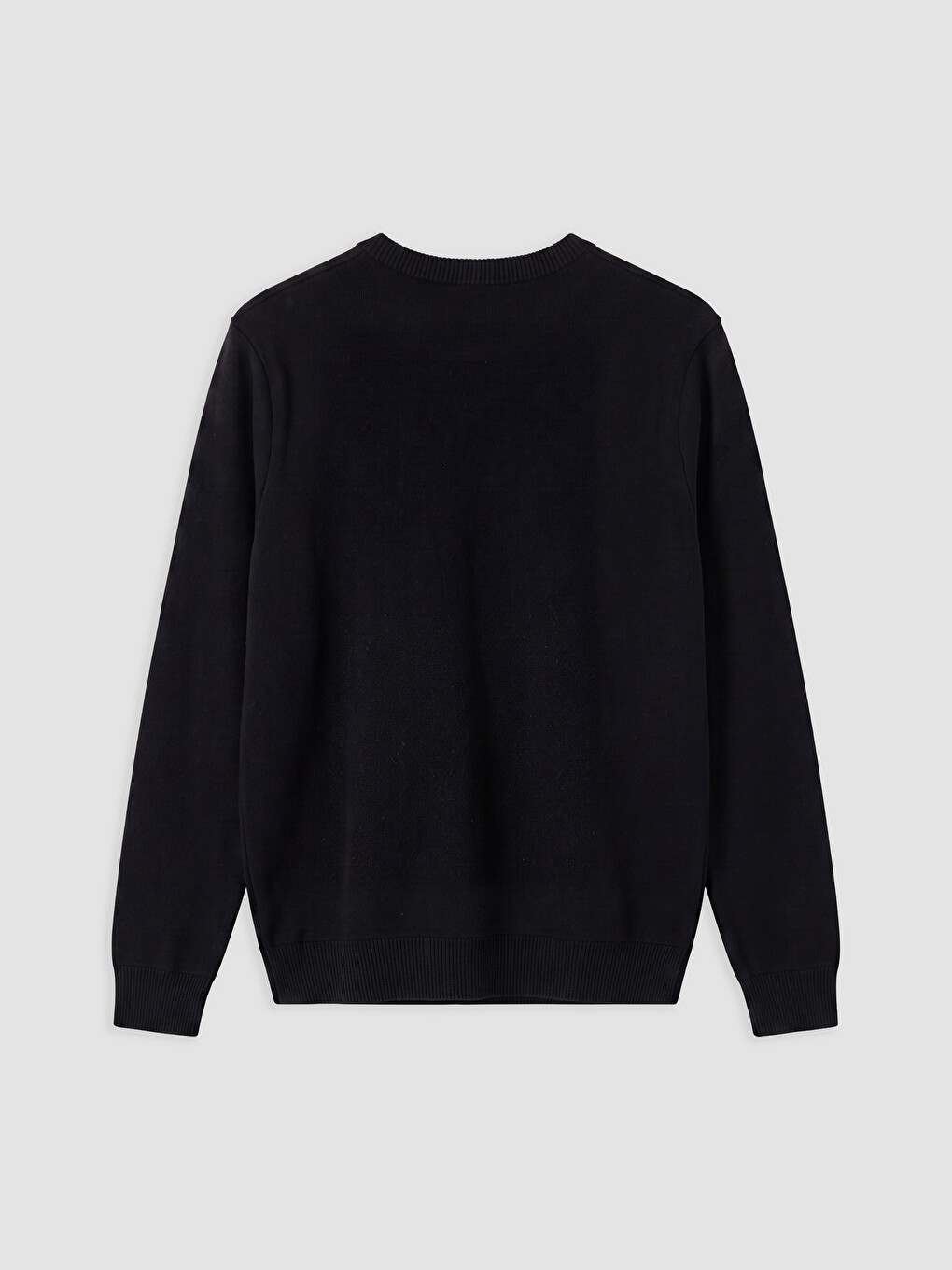 Siyah Bisiklet Yaka Regular Fit Erkek Triko Kazak-5