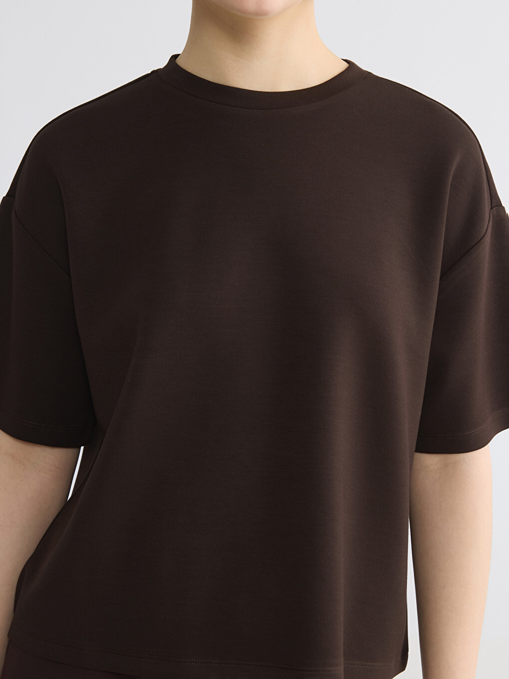 Femër Ngjyre Kafe T-shirt-2