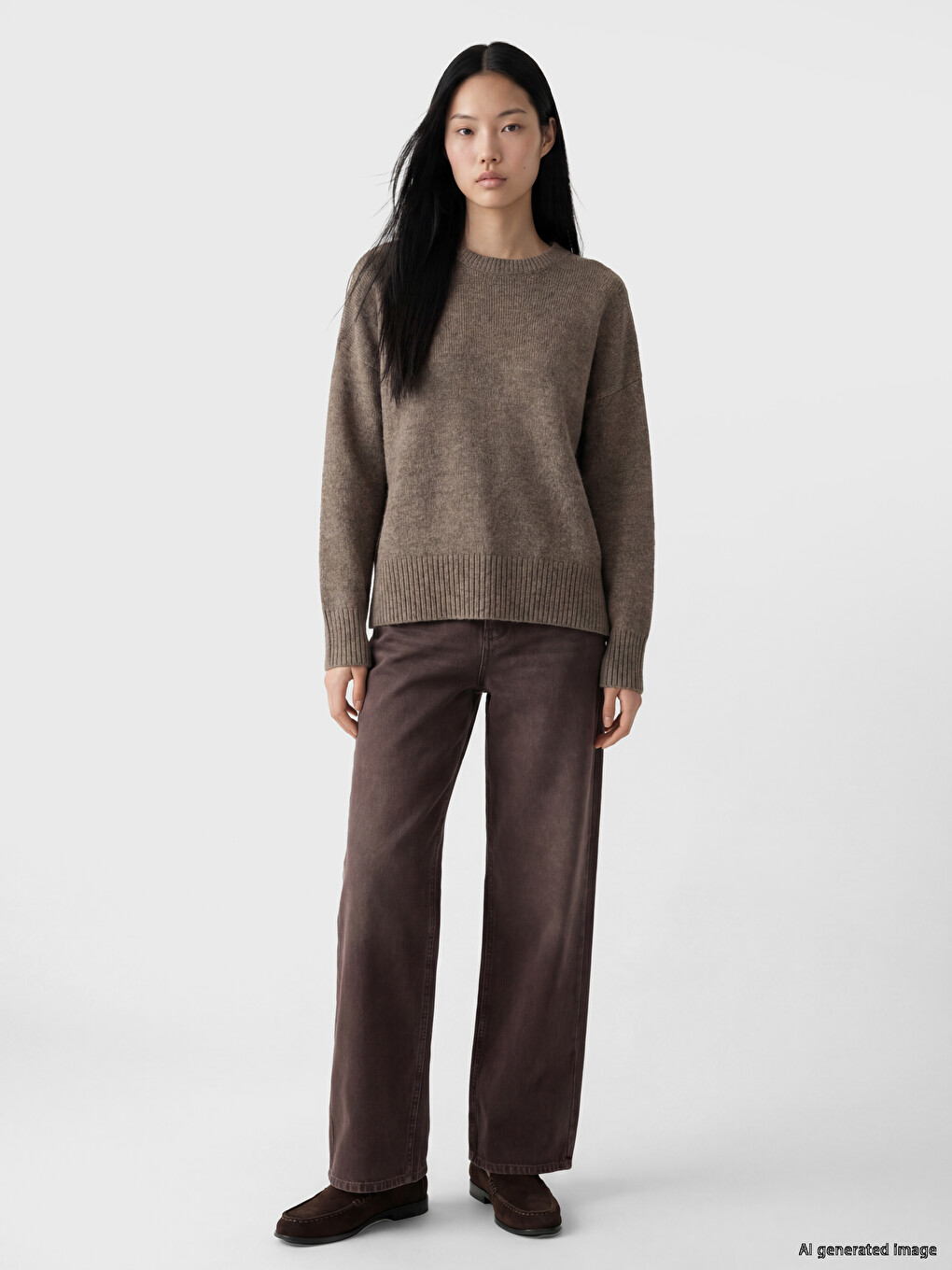 Crew Neck Oversze Women's Knitwear Sweater-1