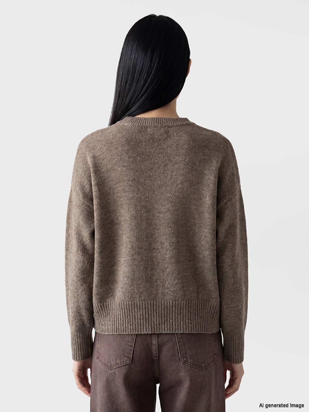 Crew Neck Oversze Women's Knitwear Sweater-3