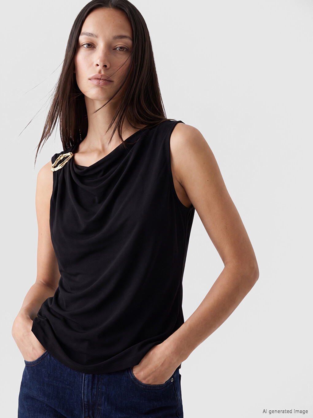 Crew Neck Ruched Blouse