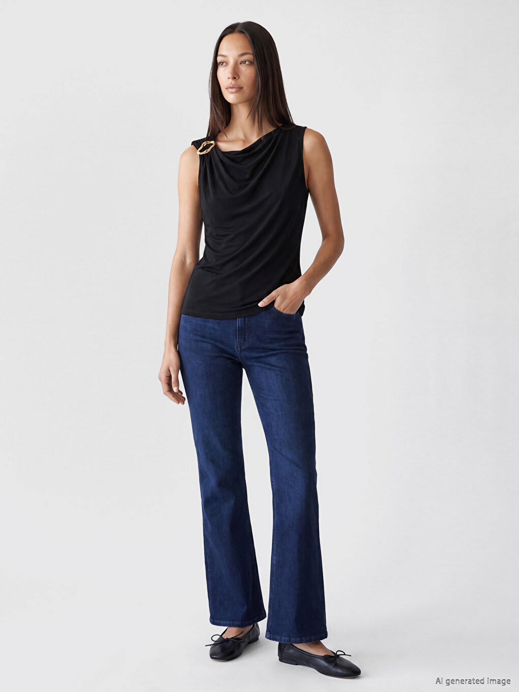 Crew Neck Ruched Blouse-1