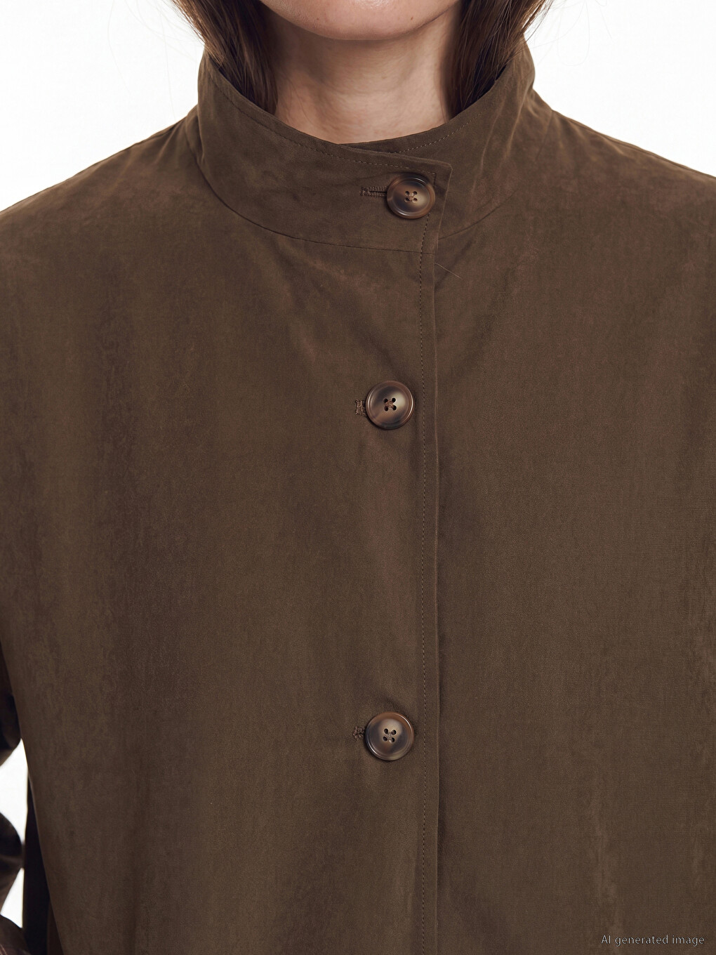 Kahverengi Oversize Gabardin Kadın Trençkot-2