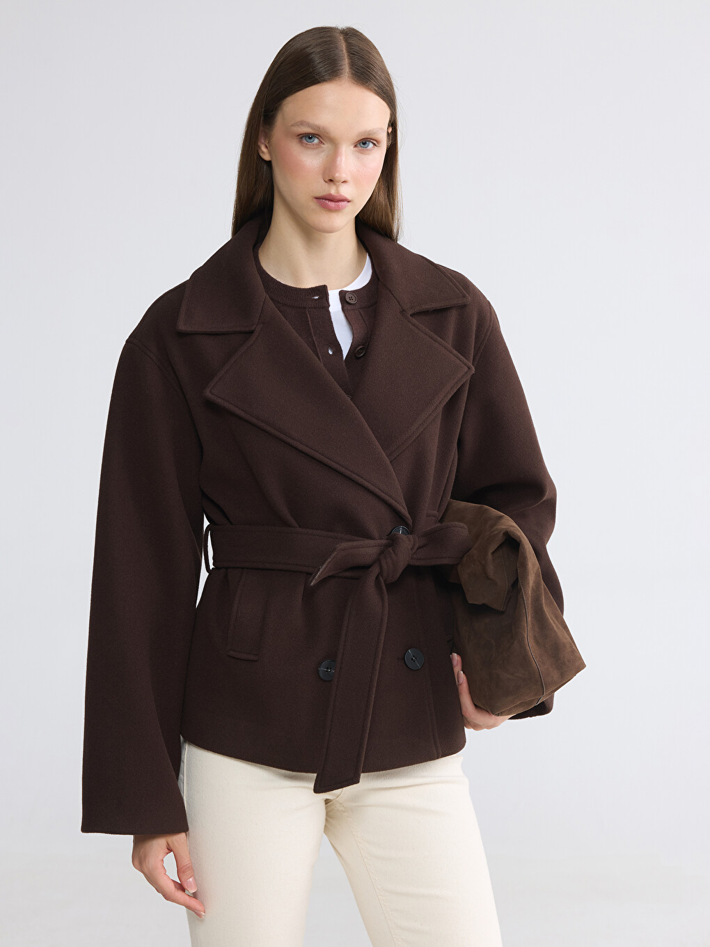 Double Breasted Collar Women's Cachet Coat