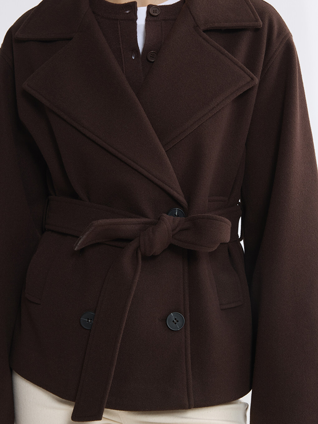 Double Breasted Collar Women's Cachet Coat-2