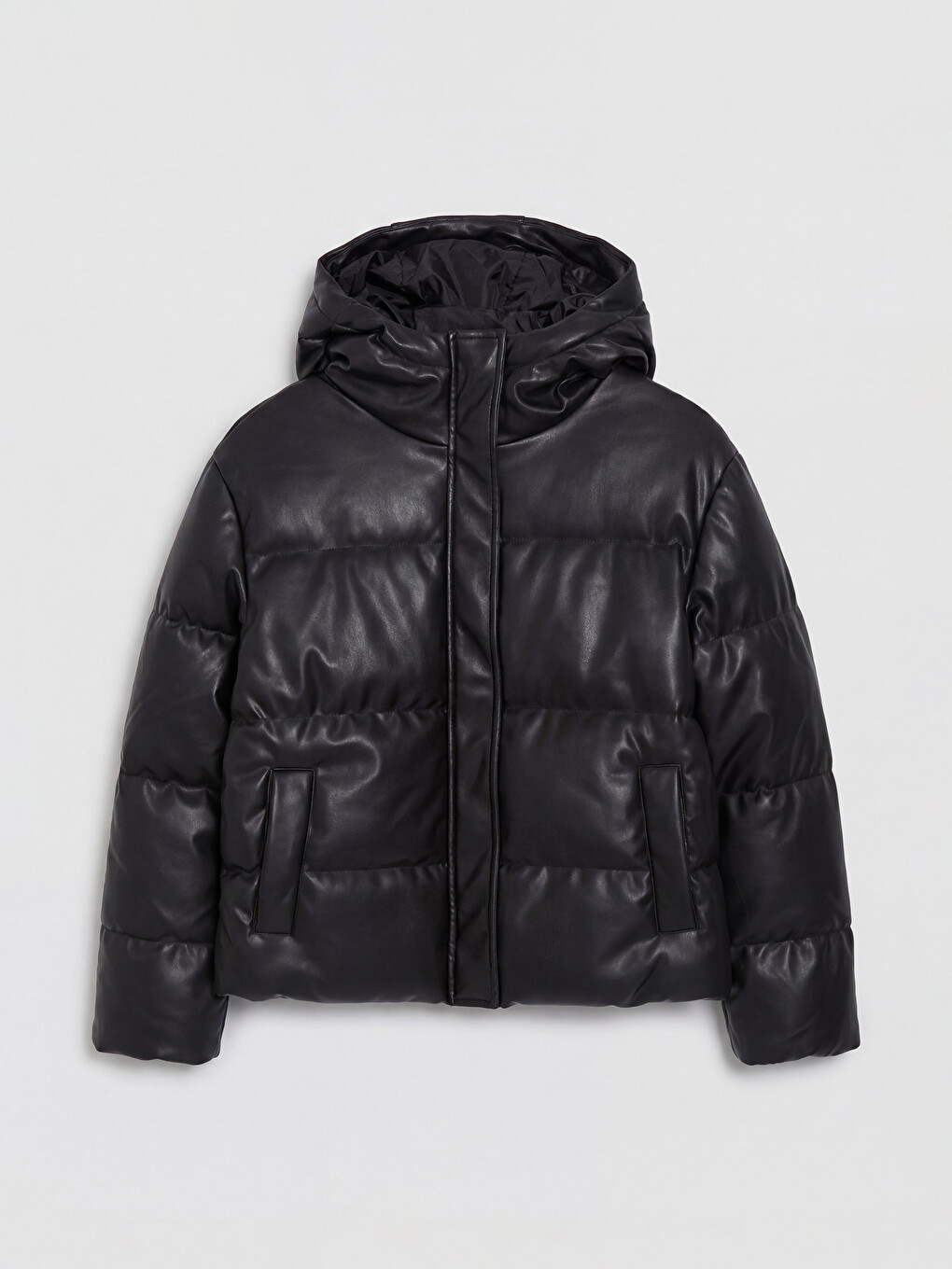 Woman Black Puffer Coat-5