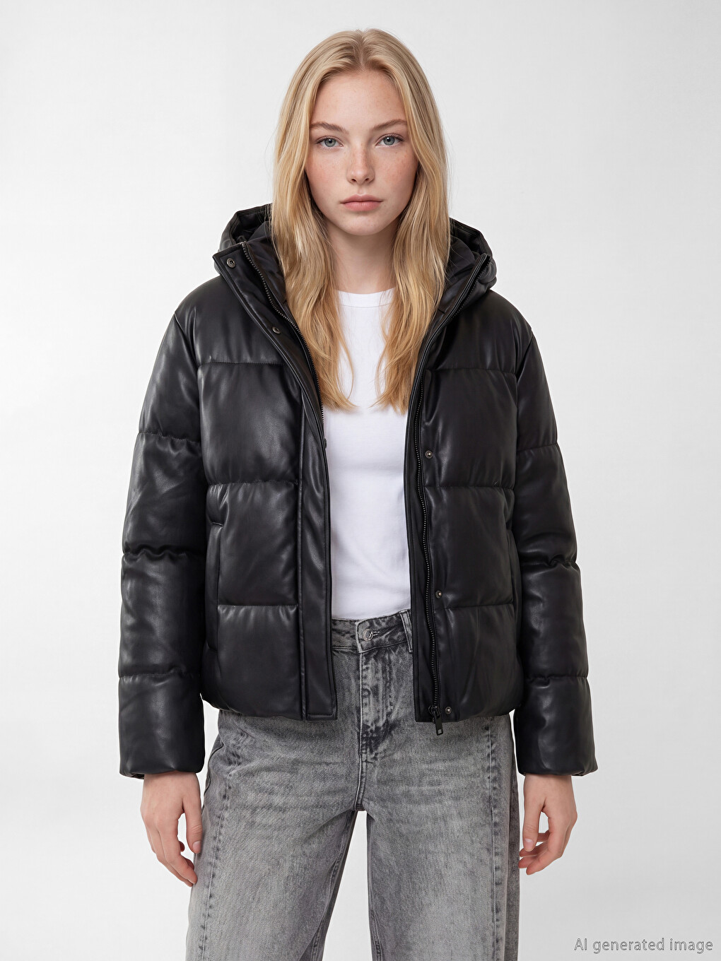 Woman Black Puffer Coat