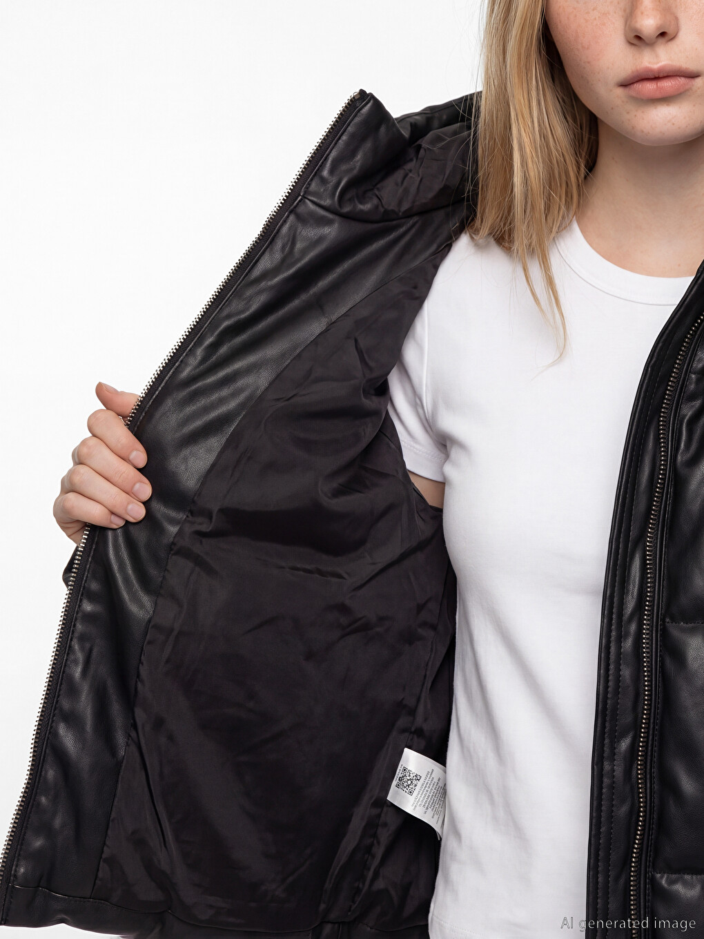 Woman Black Puffer Coat-3