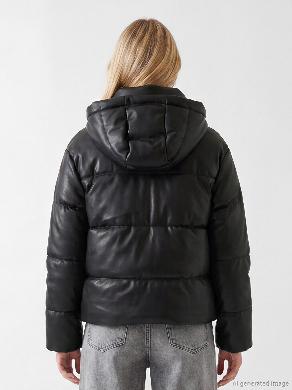 Woman Black Puffer Coat-4