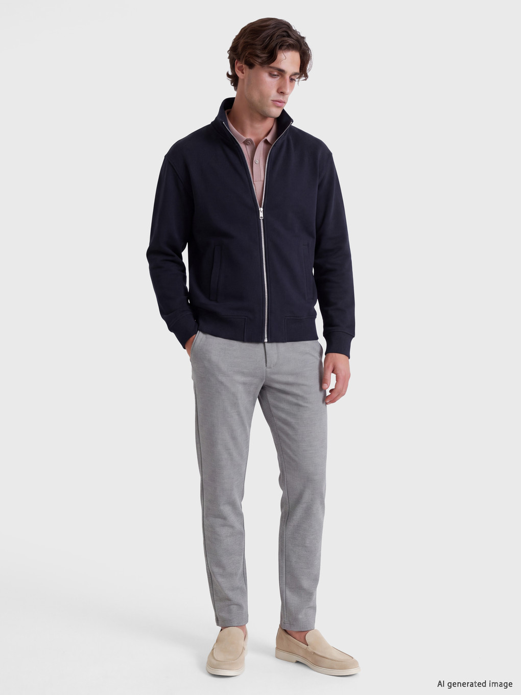 Locker Sitz Herren Reißverschluss-sweatshirt-1