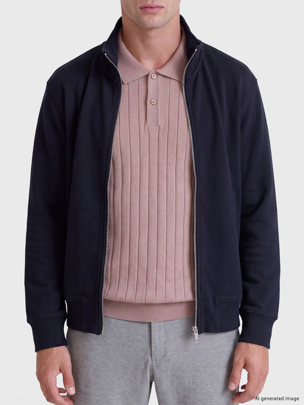 Locker Sitz Herren Reißverschluss-sweatshirt-2
