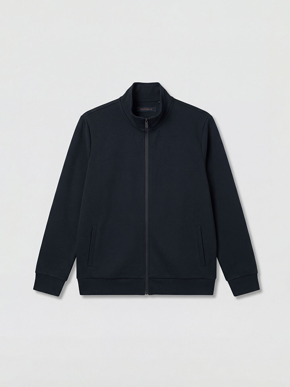 Lacivert Dik Yaka Erkek Fermuarlı Sweatshirt