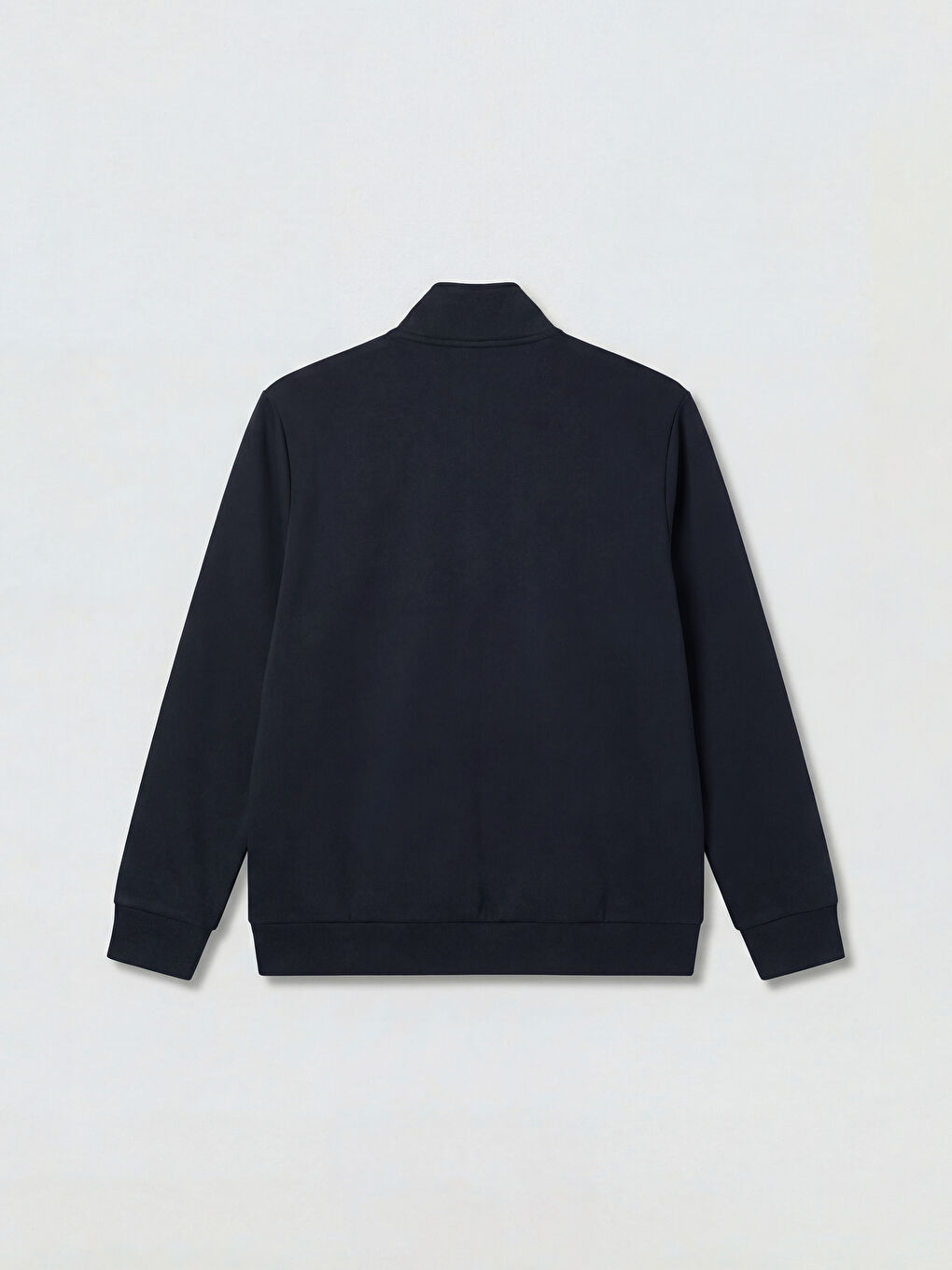 Lacivert Dik Yaka Erkek Fermuarlı Sweatshirt-1