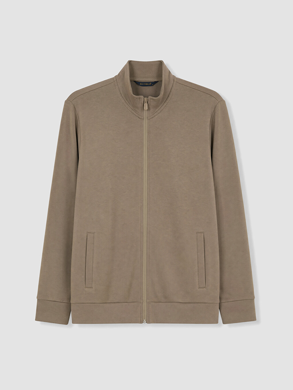 Man Brown Zip-up Sweatshirt-4