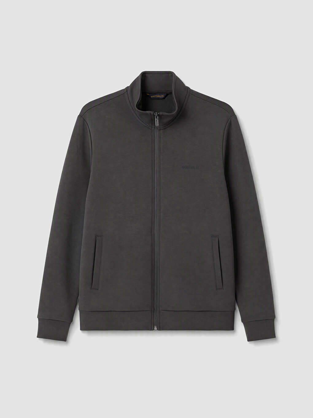 Antrasit Dik Yaka Erkek Fermuarlı Sweatshirt
