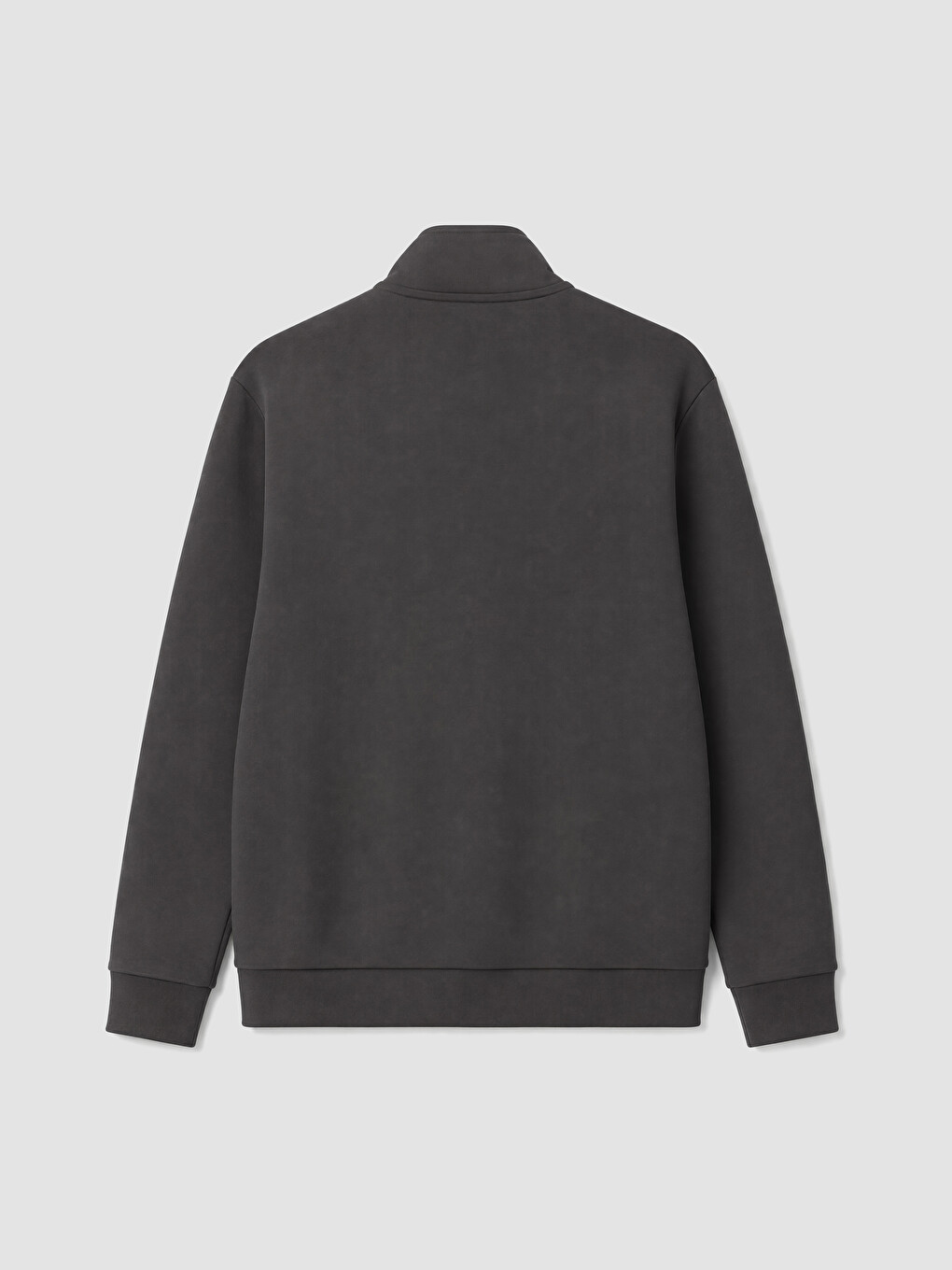 Antrasit Dik Yaka Erkek Fermuarlı Sweatshirt-2