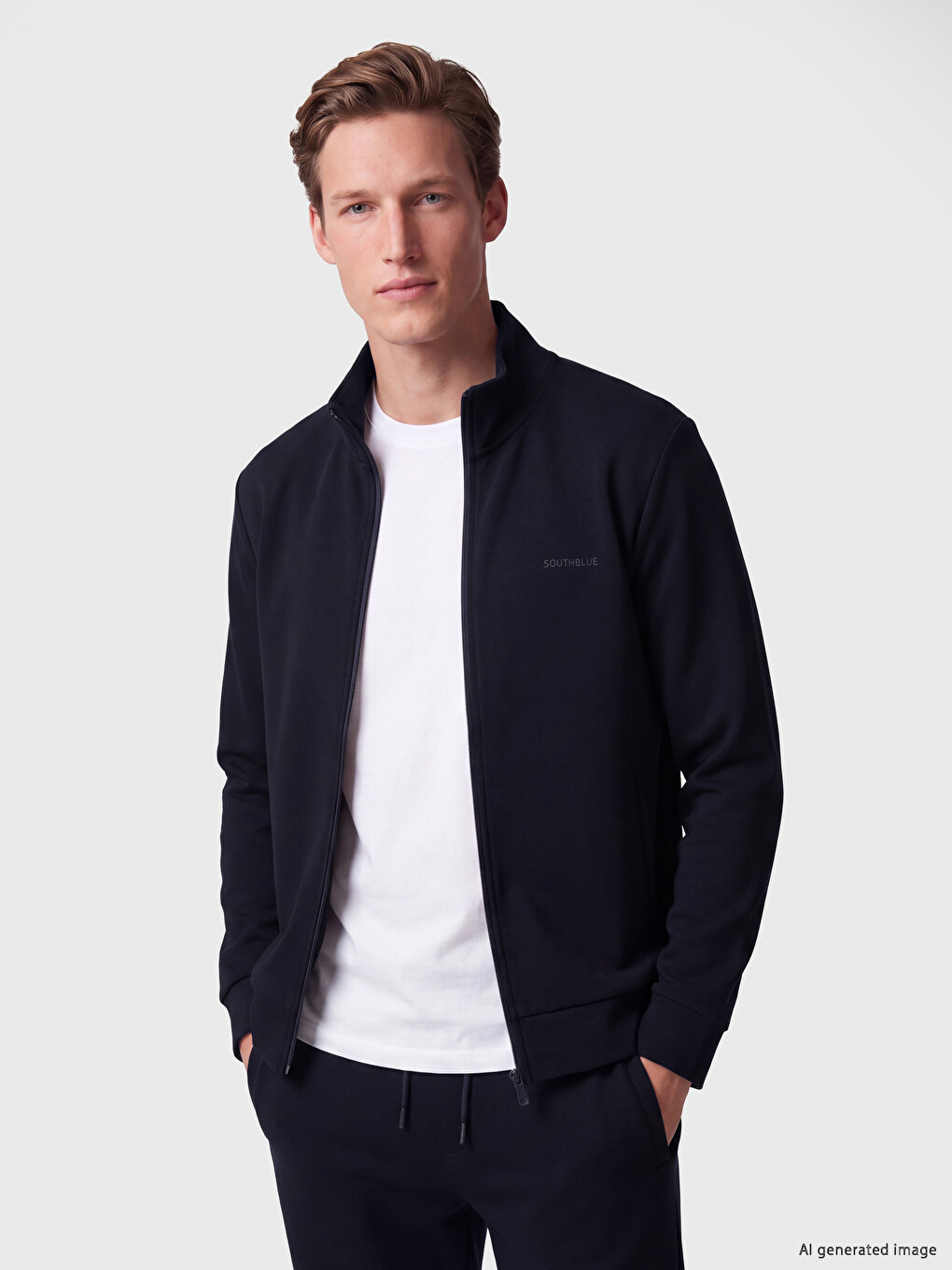 Men's Mock Neck Zip-up Sweatshirt