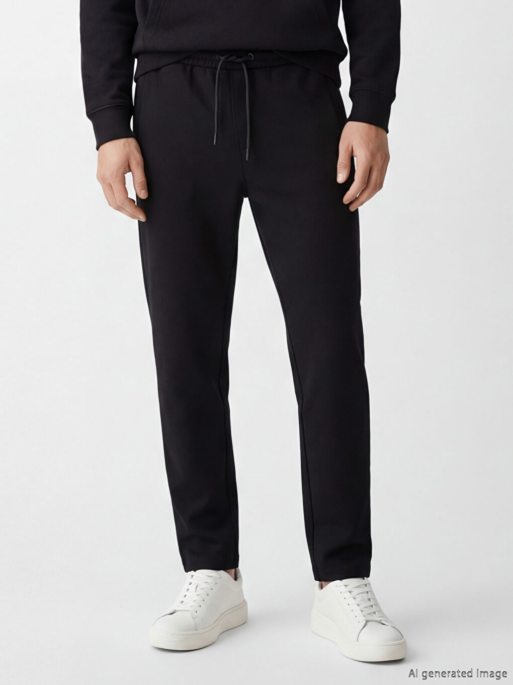 Siyah Standart Kalıp Erkek Eşofman Altı-1