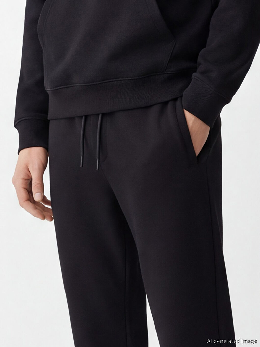 Siyah Standart Kalıp Erkek Eşofman Altı-2