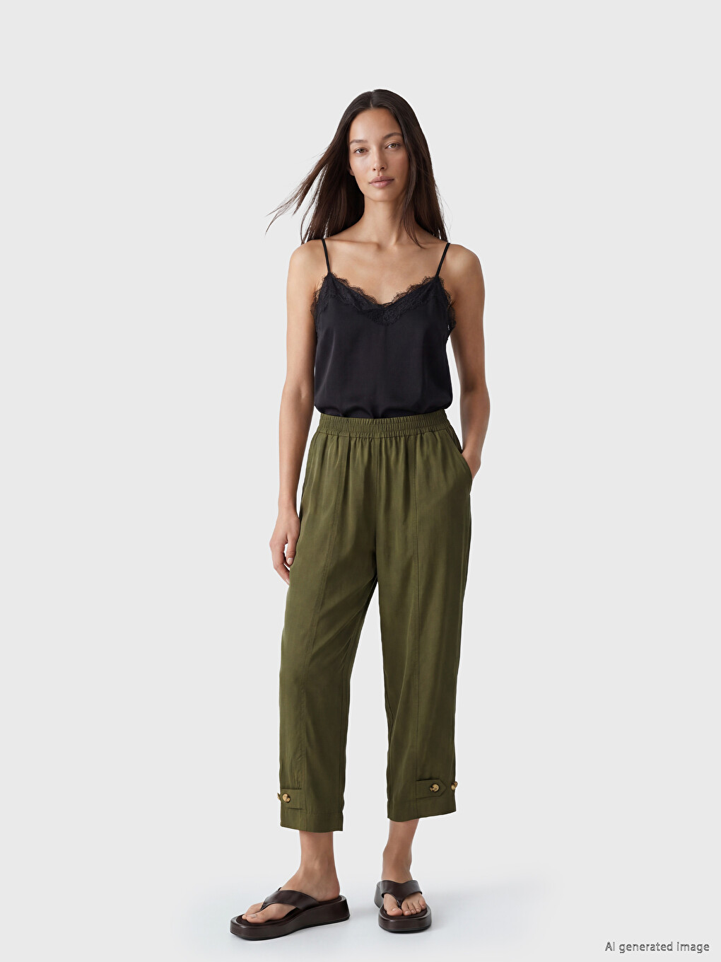 Elastic Waist Modal Blend Women's Trousers