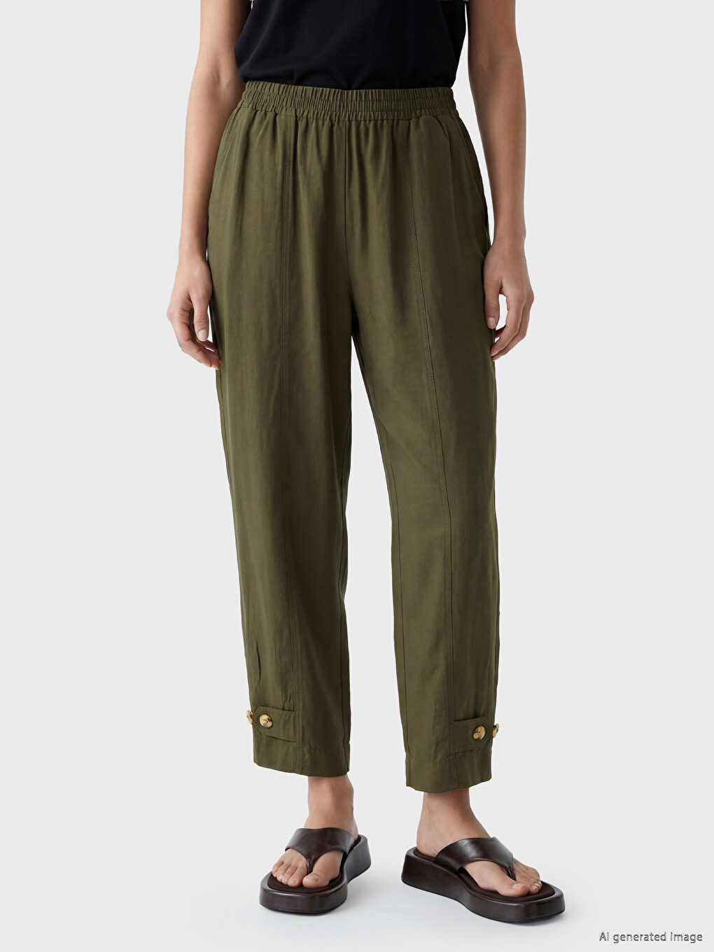 Elastic Waist Modal Blend Women's Trousers-1