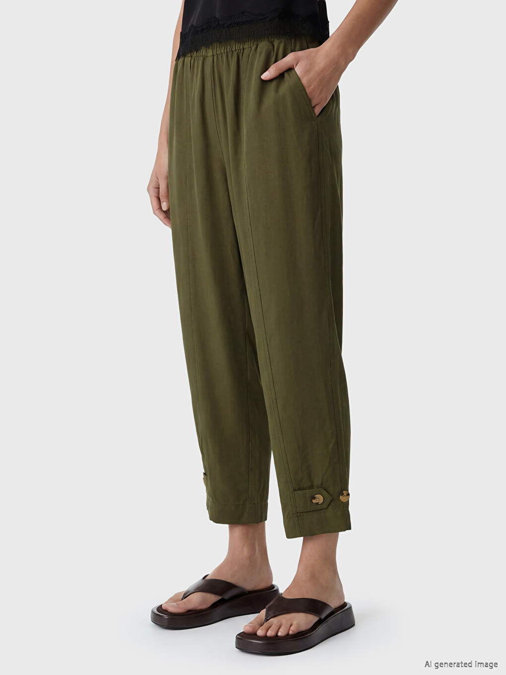Elastic Waist Modal Blend Women's Trousers-2