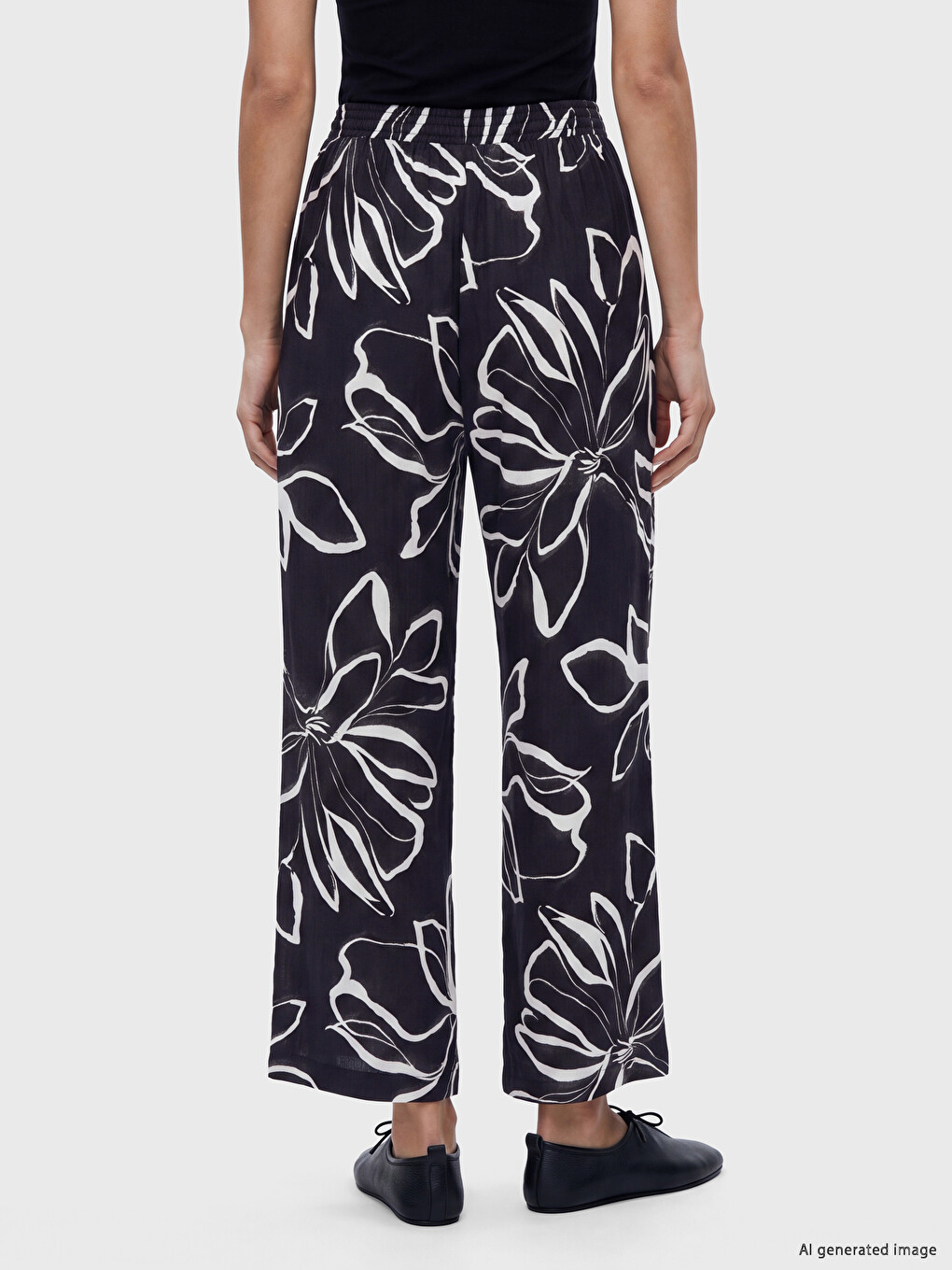 Elastic Waist Floral Women's Trousers-3