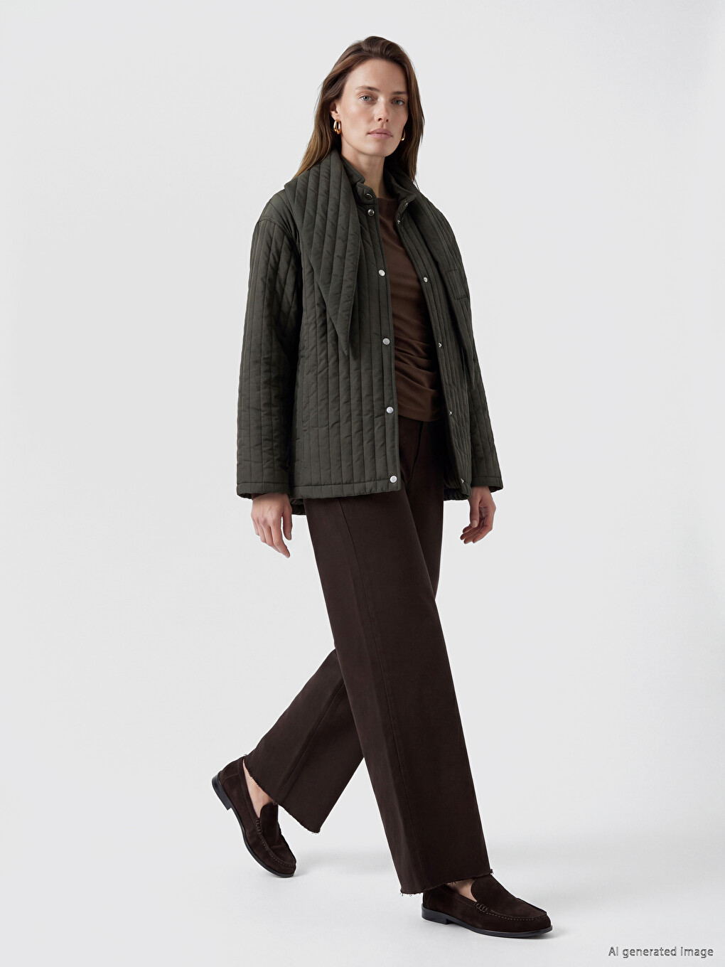 Foulard Collar Quilted Women's Puffer Coat-1