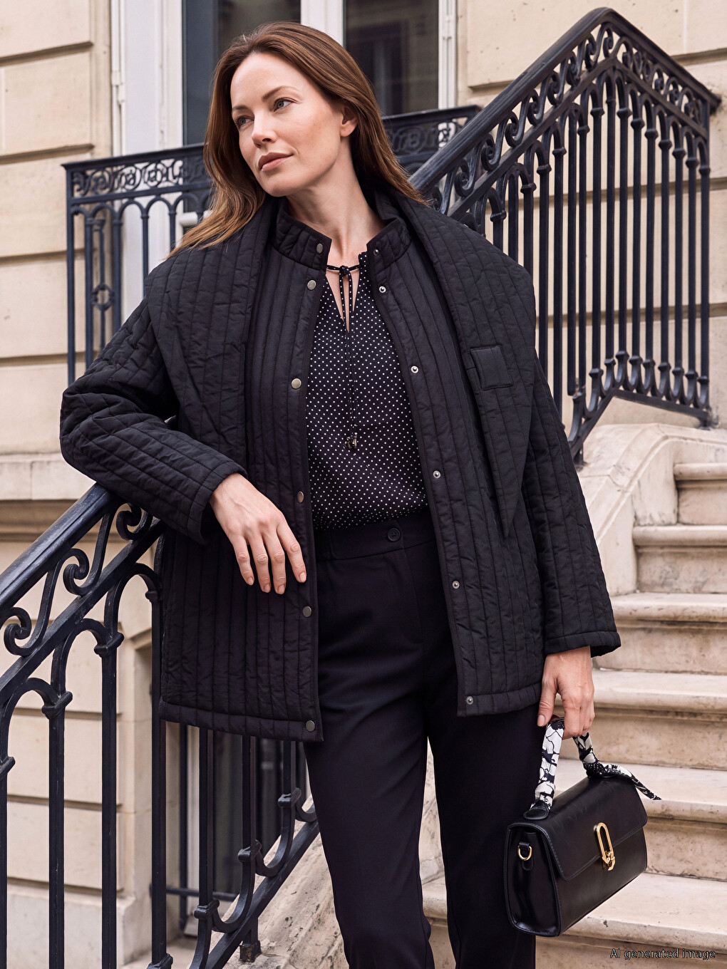Foulard Collar Quilted Women's Puffer Coat