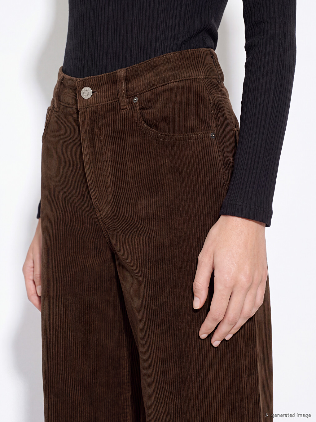 Loose Fit Women's Velvet Trousers-2