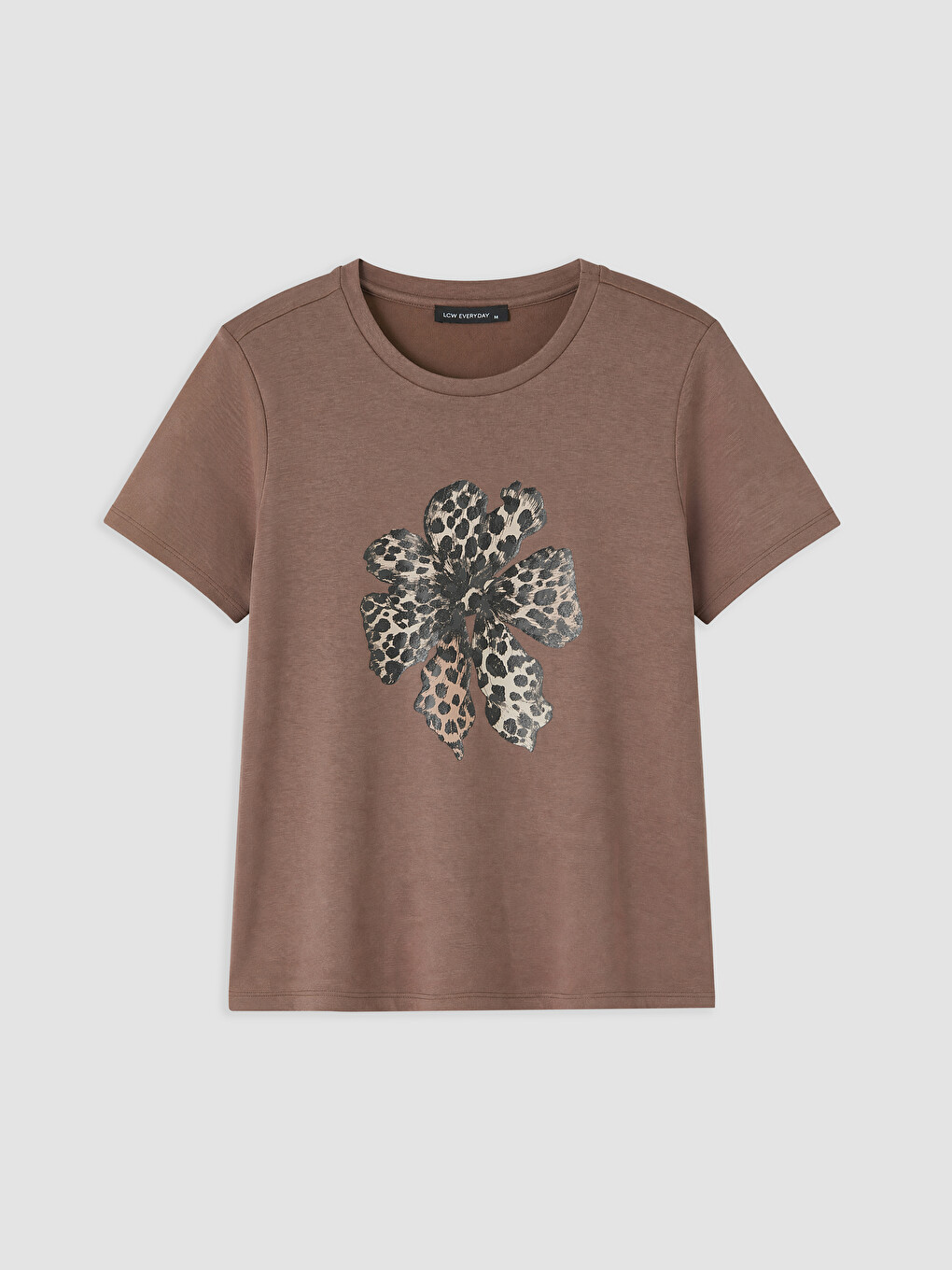 Femër Ngjyre Kafe T-shirt-4