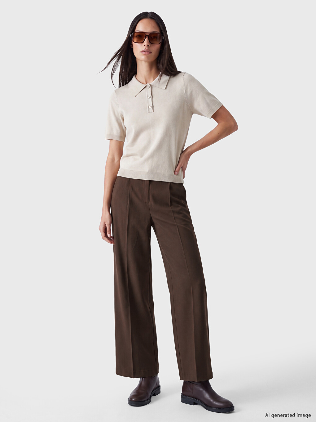 High Waisted Wide Leg Women's Trousers