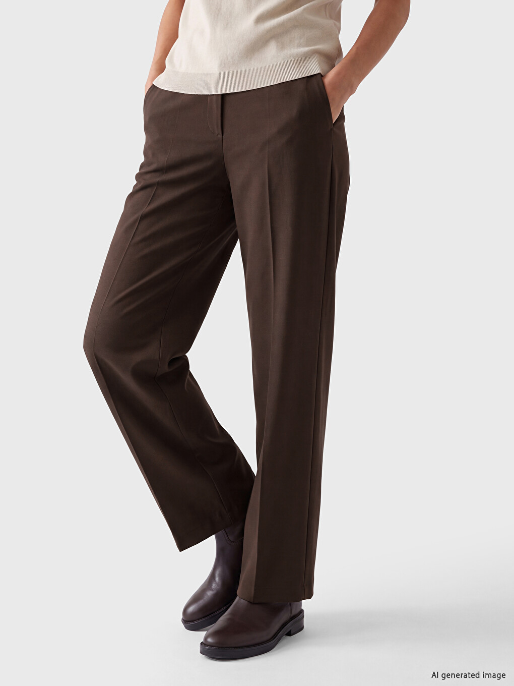 High Waisted Wide Leg Women's Trousers-1