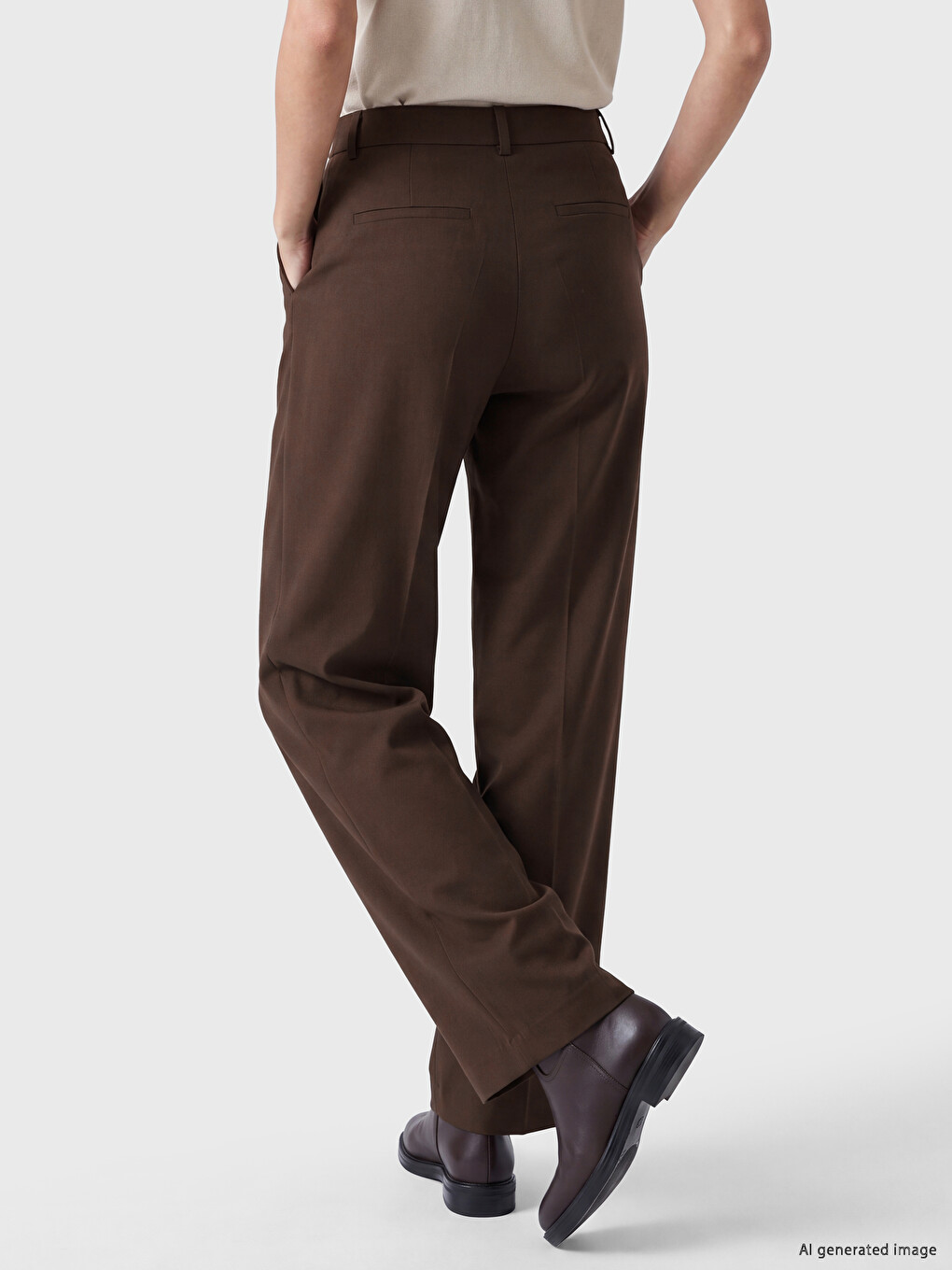 High Waisted Wide Leg Women's Trousers-3