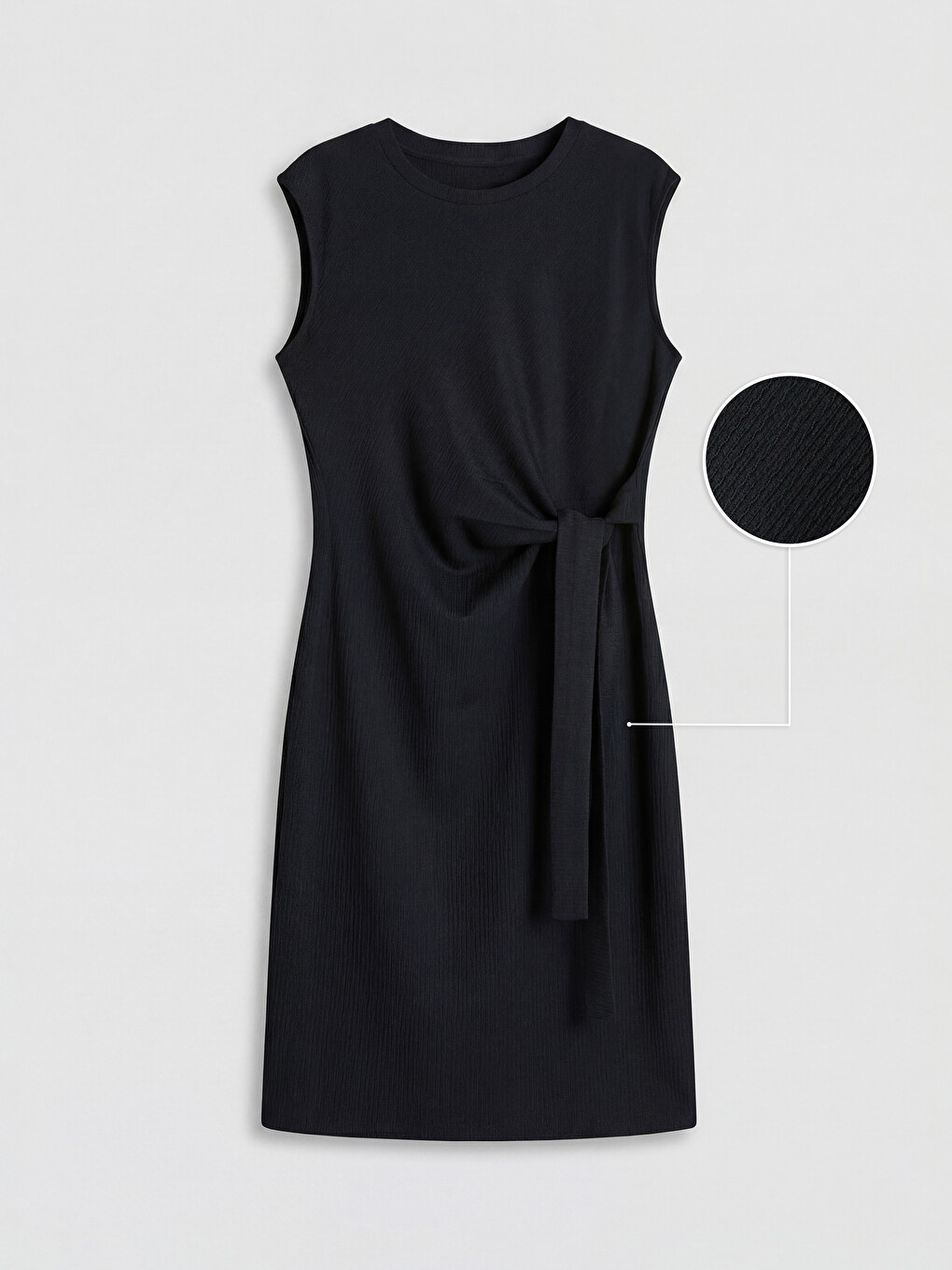Tie-Detailed A-Line Textured Dress-4