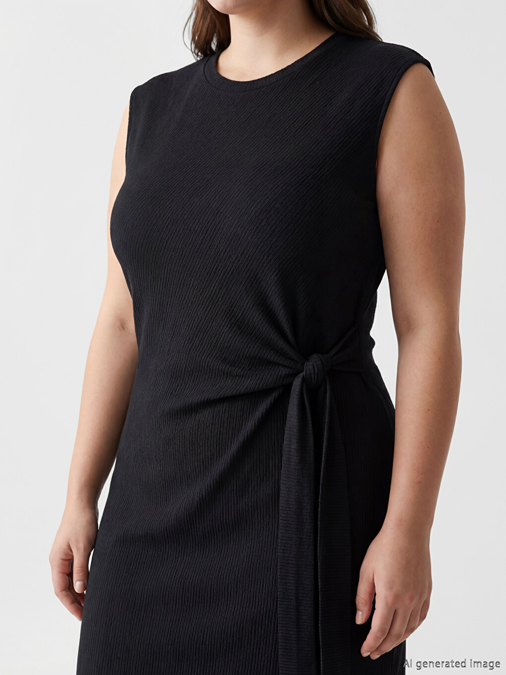 Tie-Detailed A-Line Textured Dress-2