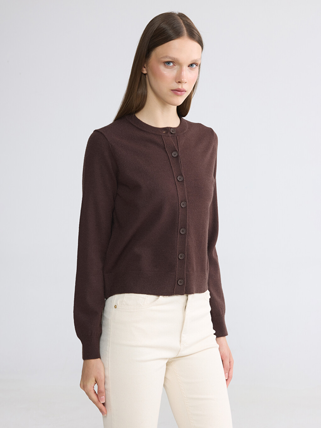 Woman Brown Cardigan