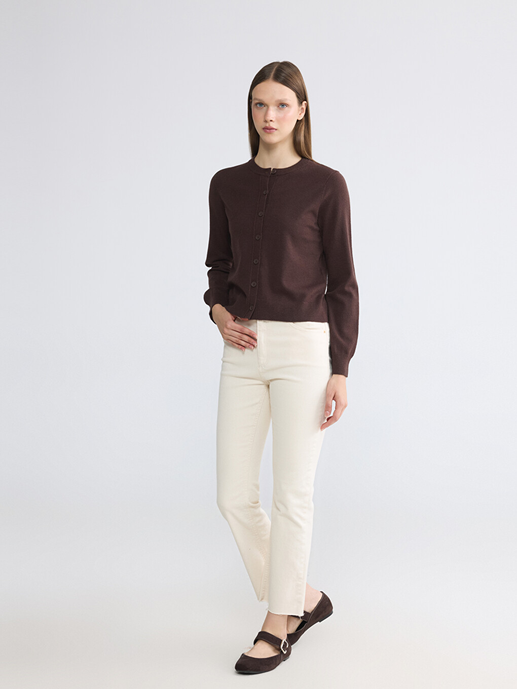 Woman Brown Cardigan-1