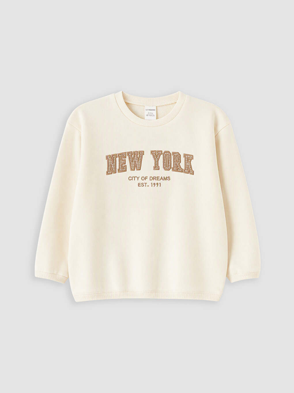 Ekru New York Baskılı Erkek Bebek Sweatshirt